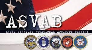 ASVAB testing with five military branches' seals 