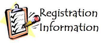 Clipboard with paper showing check marks and a pencil with text "Registration Information"