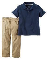 Picture of Navy Blue Shirt and Tan Khaki Pants